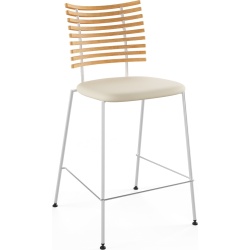 Tiger GM 4107 Barstool – Oiled oak + Cream Semi-Aniline leather + Stainless steel - Naver collection