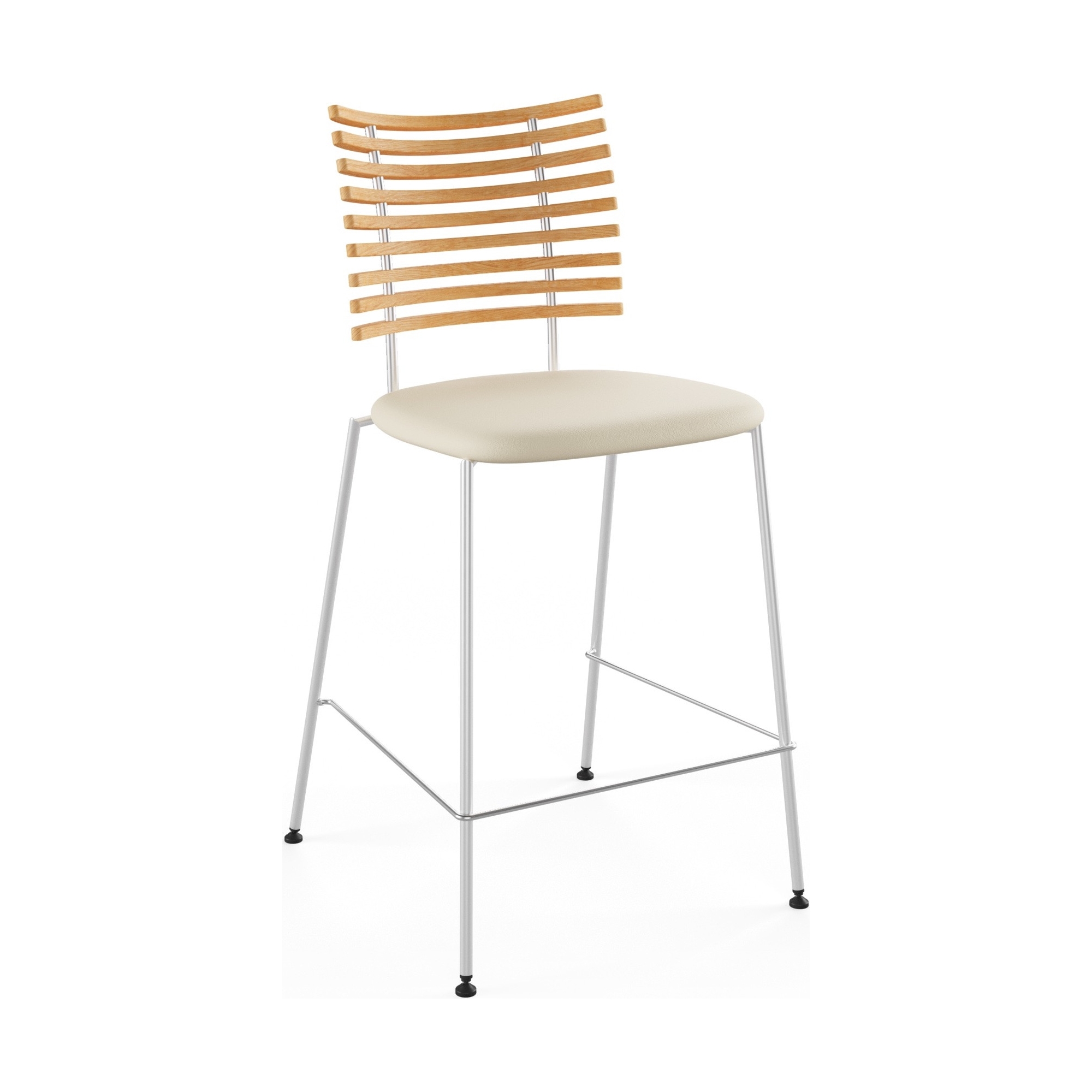 Tiger GM 4107 Barstool – Oiled oak + Cream Semi-Aniline leather + Stainless steel - Naver collection