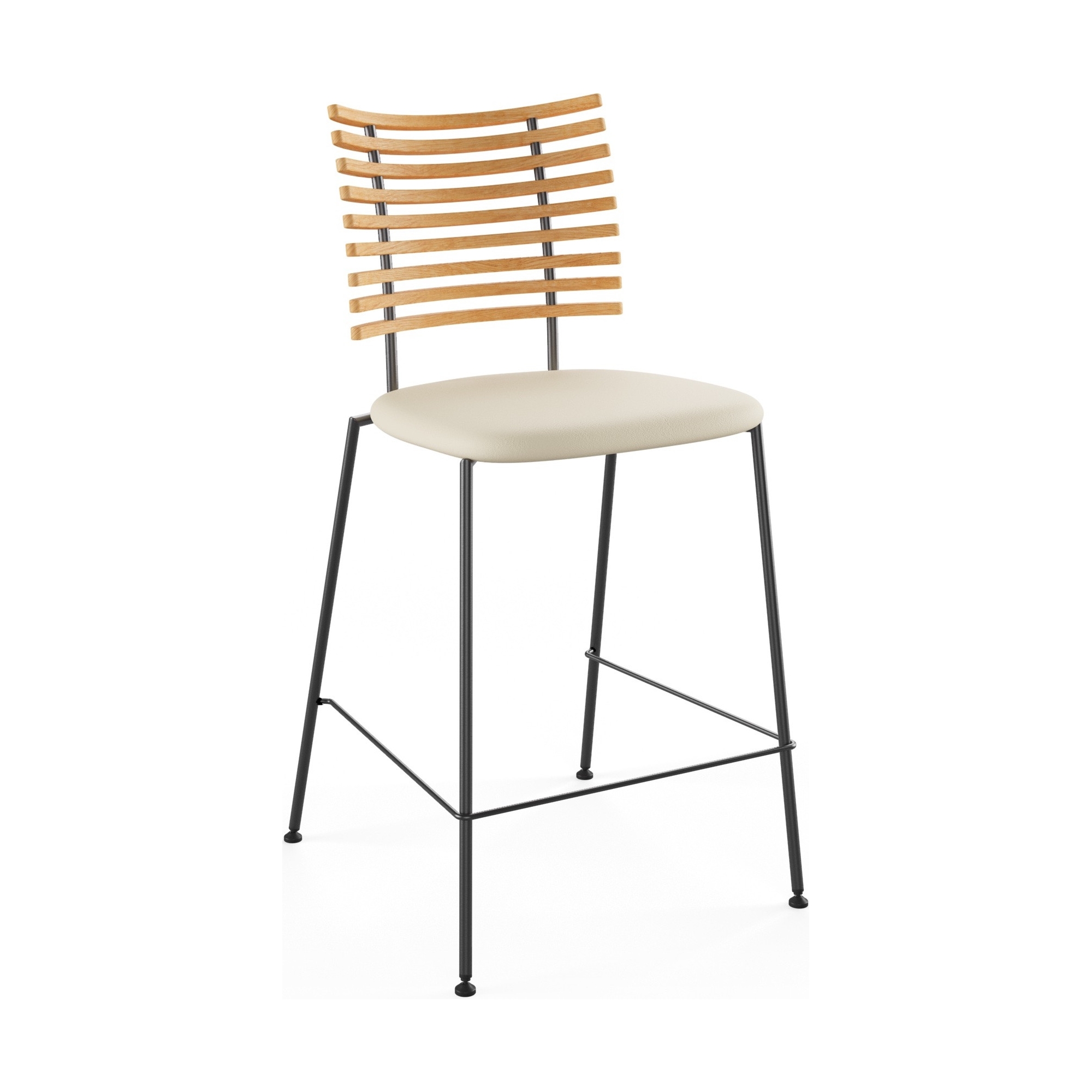 Tiger GM 4107 Barstool – Oiled oak + Cream Semi-Aniline leather + Black steel - Naver collection