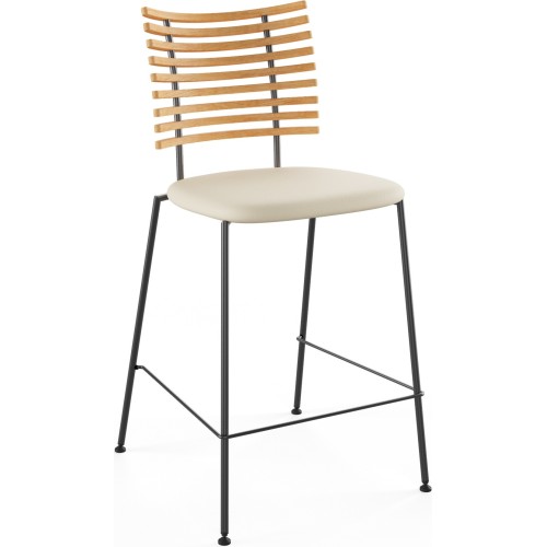 Tiger GM 4107 Barstool – Oiled oak + Cream Semi-Aniline leather + Black steel - Naver collection