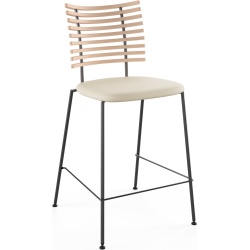 Tiger GM 4107 Barstool – White oiled oak + Cream Semi-Aniline leather + Black steel - Naver collection