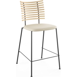 Tiger GM 4107 Barstool – White oiled ash + Cream Semi-Aniline leather + Black steel - Naver collection