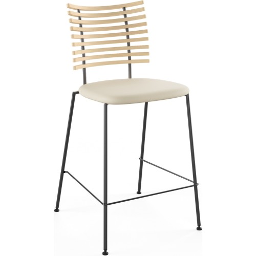 Tiger GM 4107 Barstool – White oiled ash + Cream Semi-Aniline leather + Black steel - Naver collection