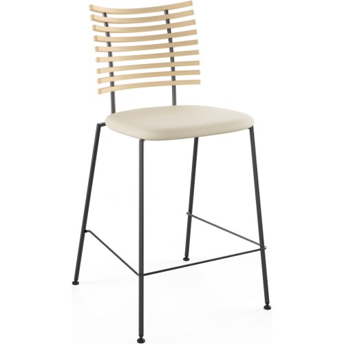 Tiger GM 4107 Barstool – Soaped ash + Cream Semi-Aniline leather + Black steel - Naver collection