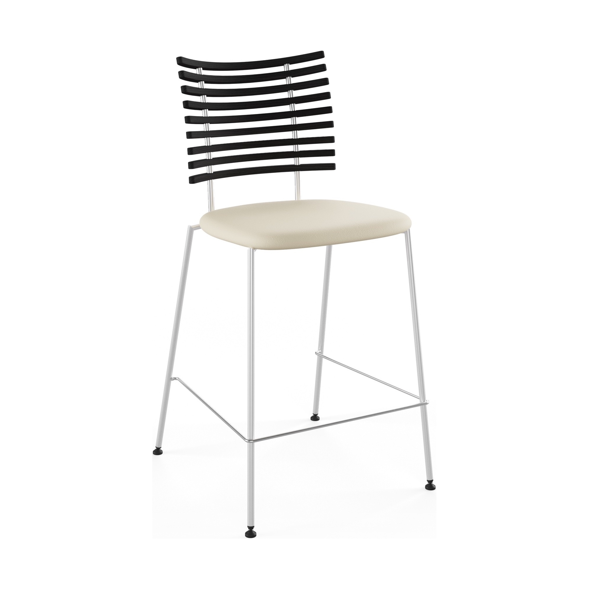 Tiger GM 4107 Barstool – Black stained ash + Cream Semi-Aniline leather + Stainless steel - Naver collection