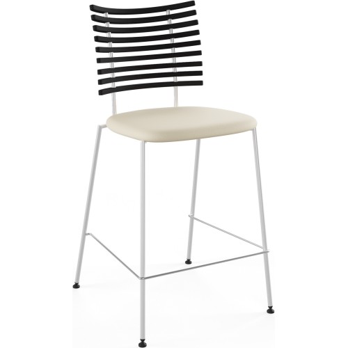 Tiger GM 4107 Barstool – Black stained ash + Cream Semi-Aniline leather + Stainless steel - Naver collection