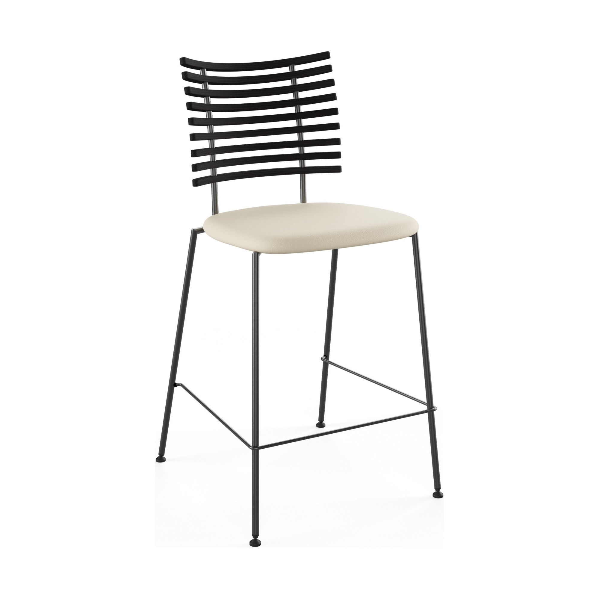 Tiger GM 4107 Barstool – Black stained ash + Cream Semi-Aniline leather + Black steel - Naver collection