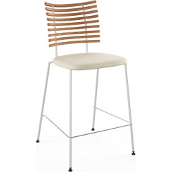 Tiger GM 4107 Barstool – Oiled elm + Cream Semi-Aniline leather + Stainless steel - Naver collection