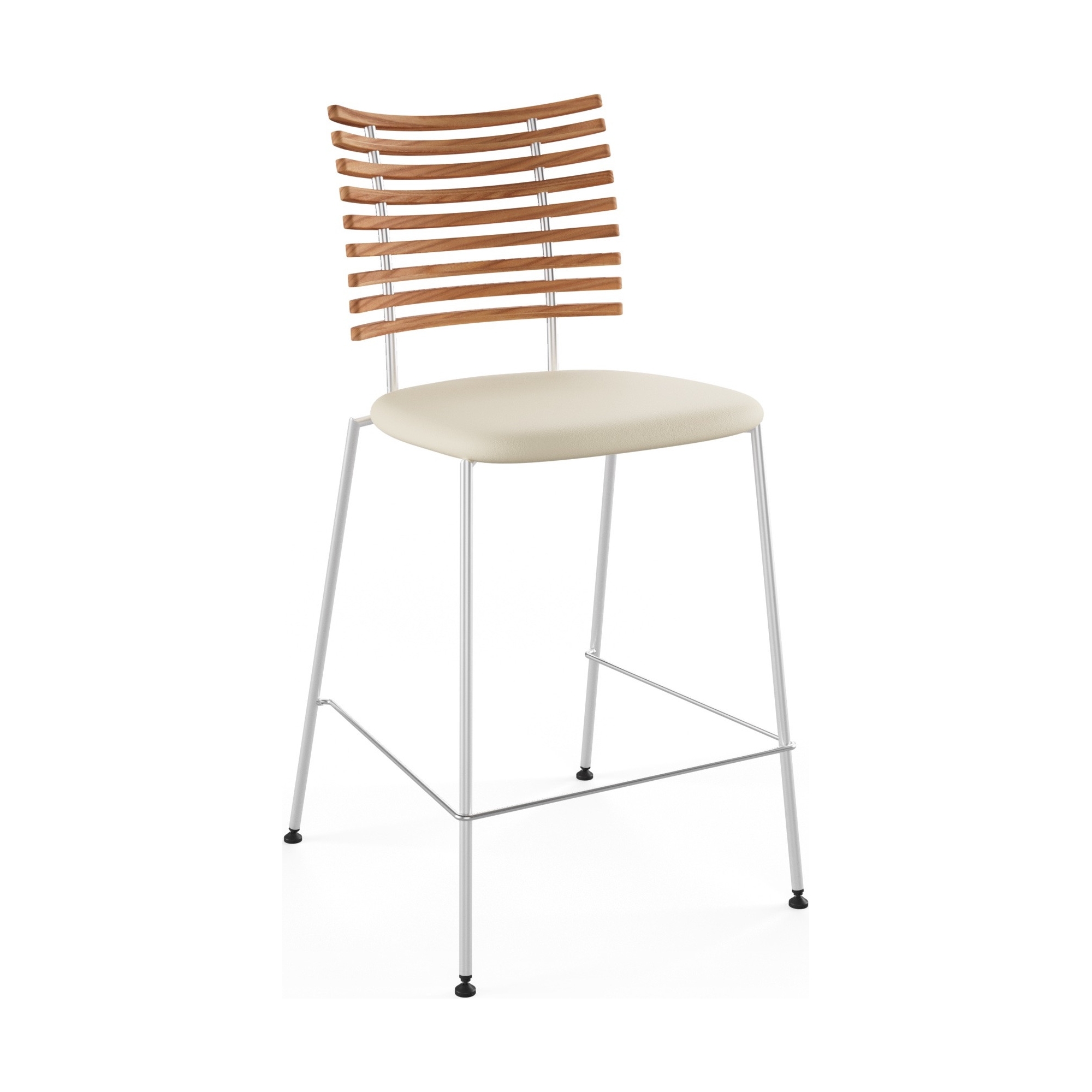 Tabouret de bar Tiger GM 4107 – Orme huilé + Cuir Semi-Aniline Cream + Acier Inoxydable - Naver collection