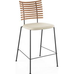 Tiger GM 4107 Barstool – Oiled elm + Cream Semi-Aniline leather + Black steel - Naver collection