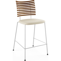 Tiger GM 4107 Barstool – Oiled walnut + Cream Semi-Aniline leather + Stainless steel - Naver collection