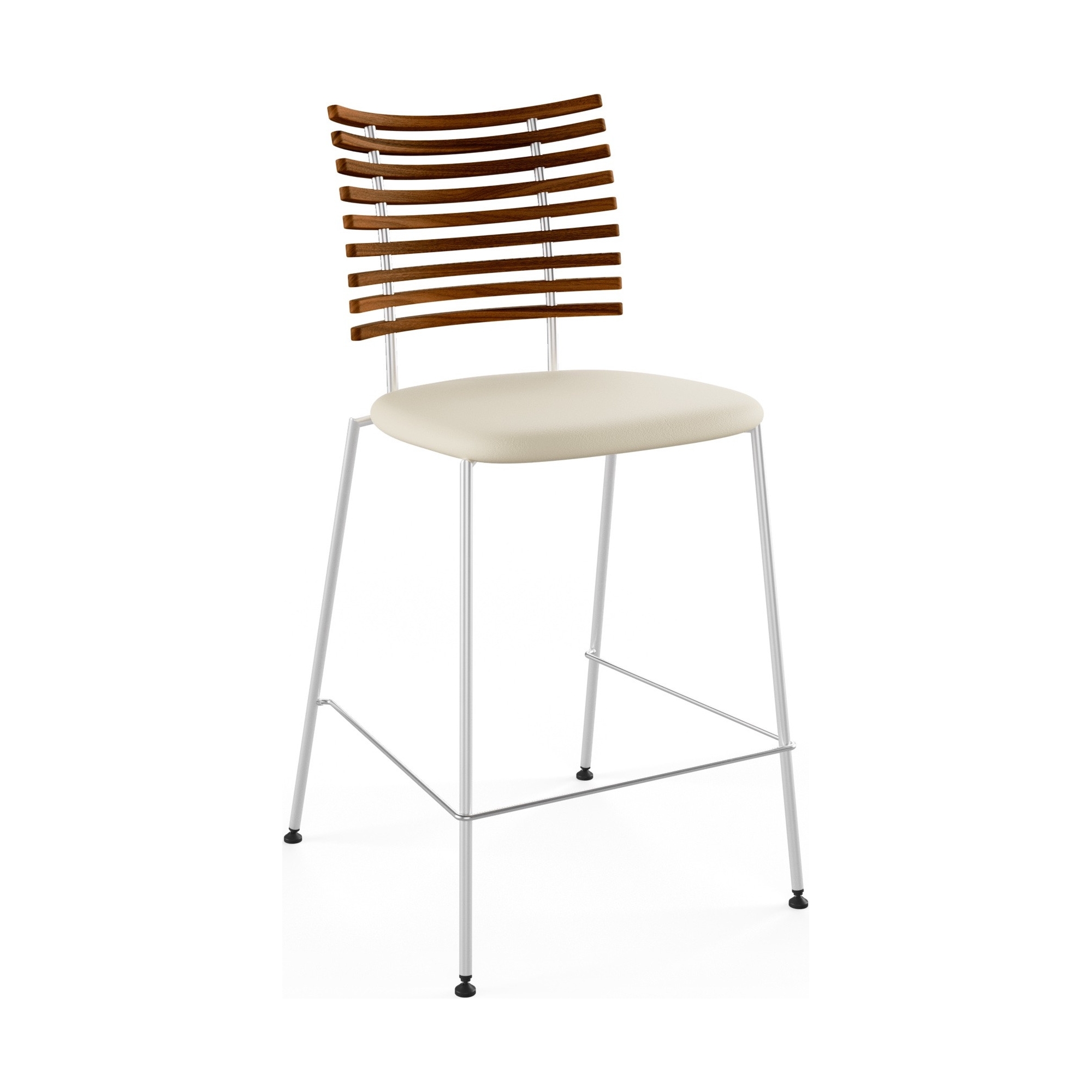 Tiger GM 4107 Barstool – Oiled walnut + Cream Semi-Aniline leather + Stainless steel - Naver collection