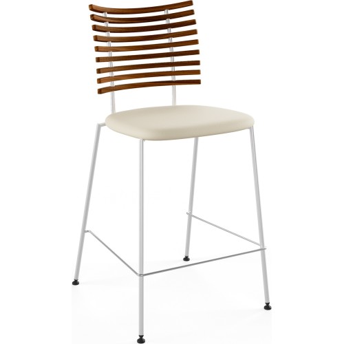 Tiger GM 4107 Barstool – Oiled walnut + Cream Semi-Aniline leather + Stainless steel - Naver collection