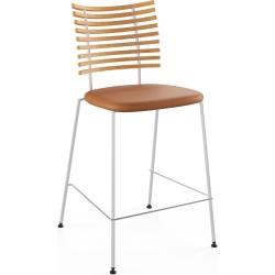 Tiger GM 4107 Barstool – Oiled oak + Cognac Aniline leather + Stainless steel - Naver collection