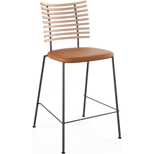 Tiger GM 4107 Barstool – White oiled oak + Cognac Aniline leather + Black steel - Naver collection