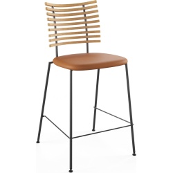 Tiger GM 4107 Barstool – Oiled ash + Cognac Aniline leather + Black steel - Naver collection