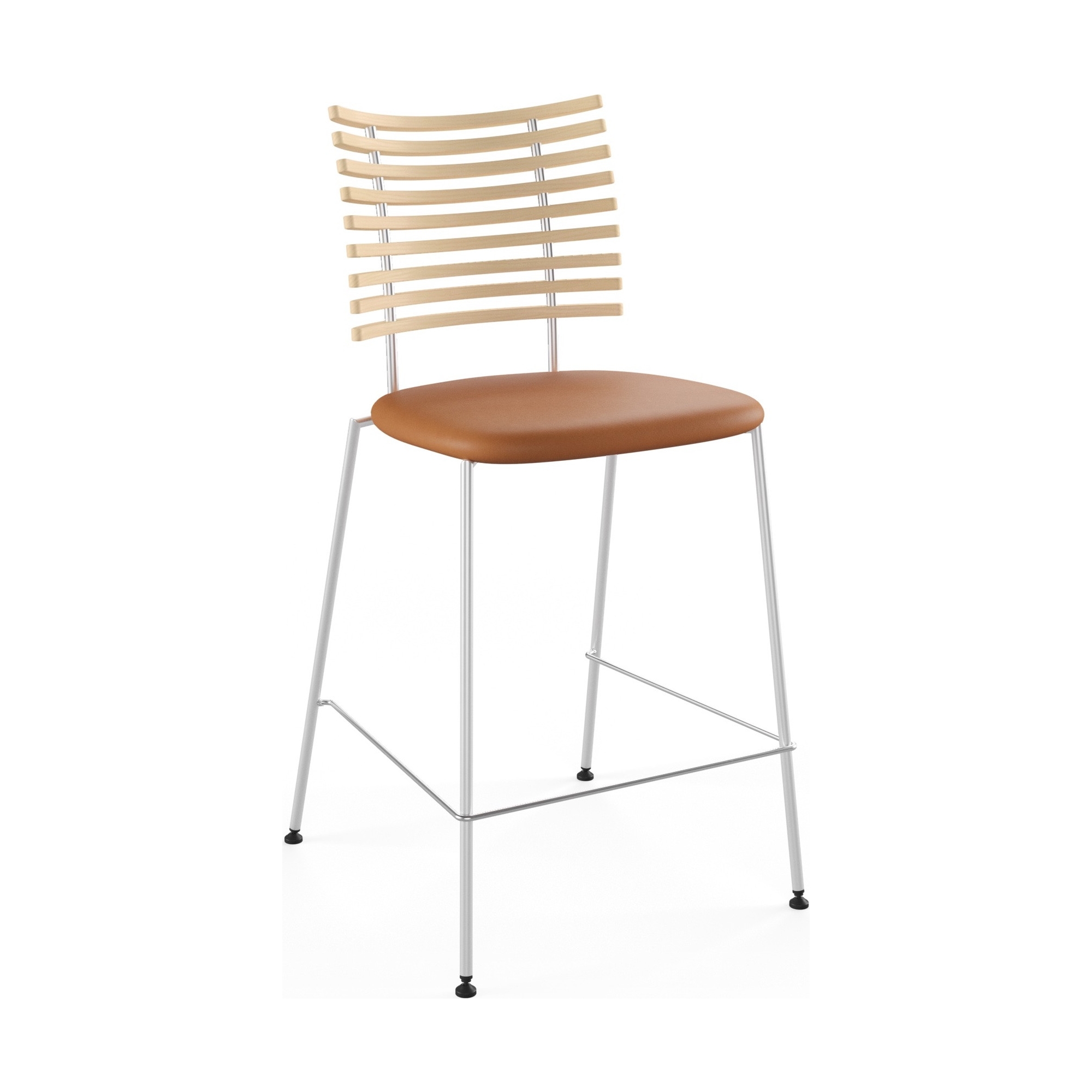 Tiger GM 4107 Barstool – White oiled ash + Cognac Aniline leather + Stainless steel - Naver collection