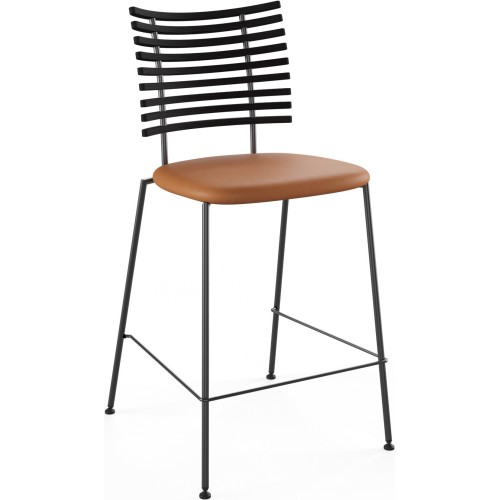 Tiger GM 4107 Barstool – Black stained ash + Cognac Aniline leather + Black steel - Naver collection