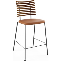 Tiger GM 4107 Barstool – Oiled walnut + Cognac Aniline leather + Black steel - Naver collection