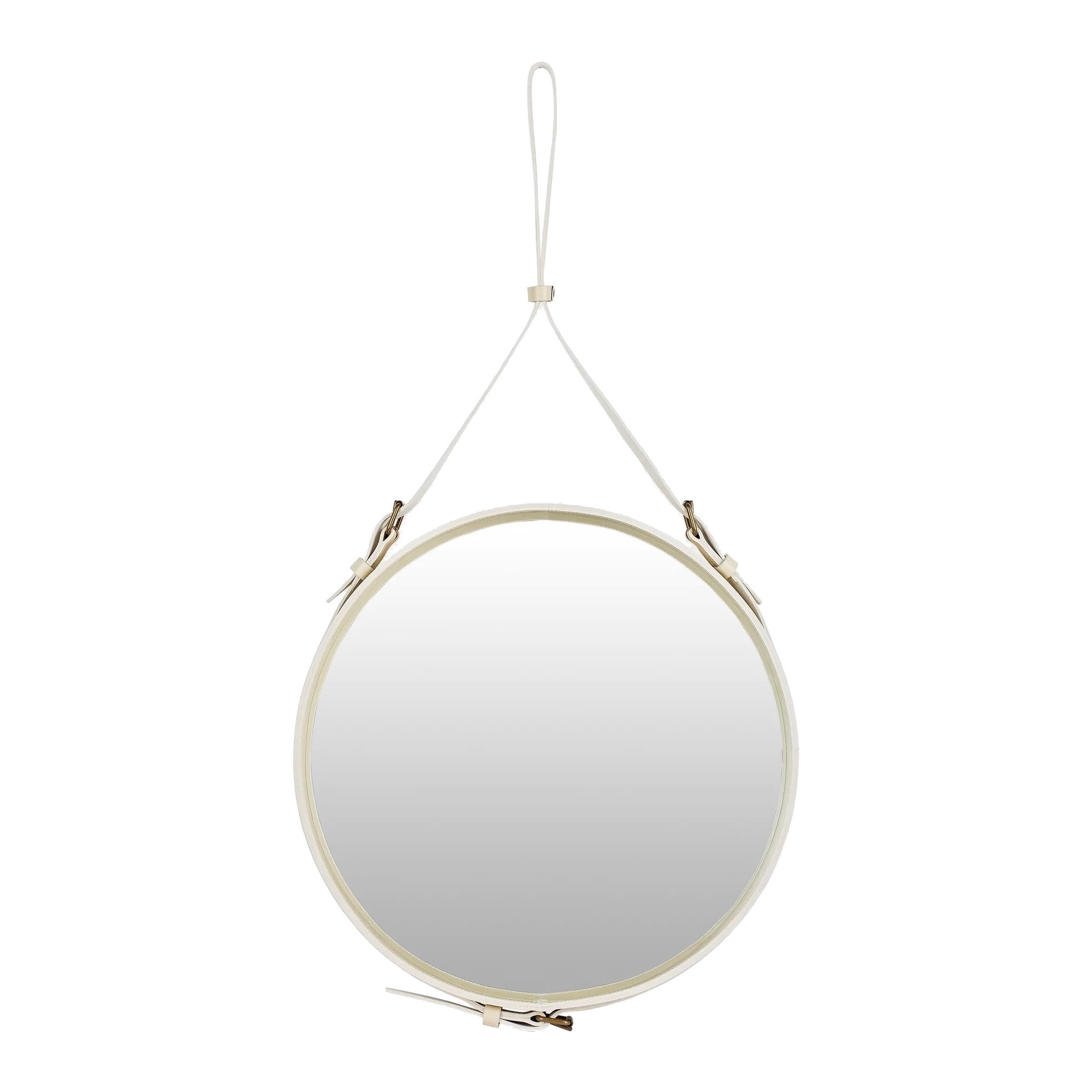 Ø58cm - Cream leather - Adnet circular mirror - Gubi