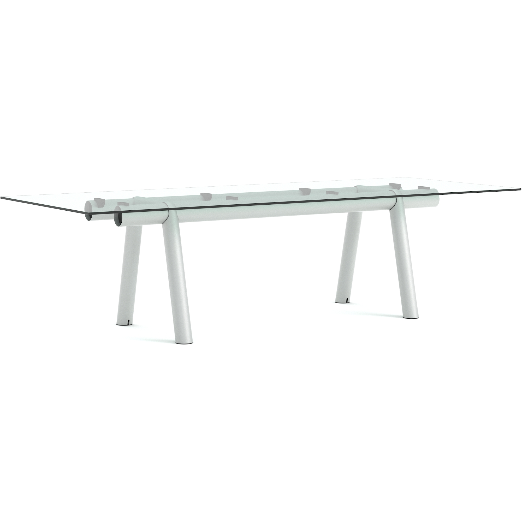 Boa Table – 280 x 110 x H75 cm – Clear glass + Metallic grey - HAY