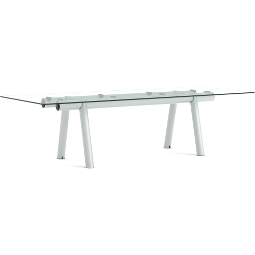 Table Boa – 280 x 110 x H75 cm – Verre transparent + Gris métallique - HAY