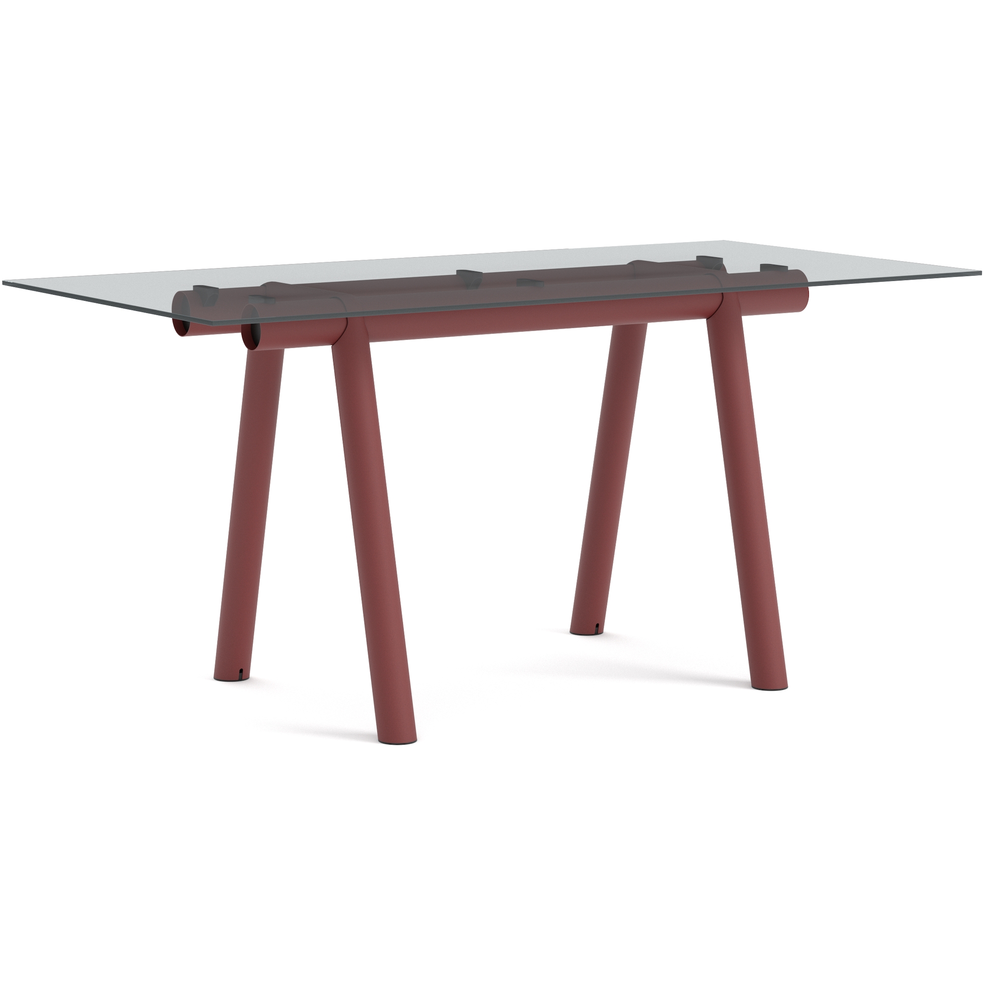 Boa Table – 220 x 110 x H105 cm – Clear glass + Barn red - HAY