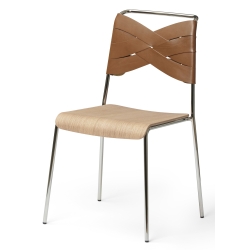 chrome/oak/cognac - Torso chair - Design House Stockholm