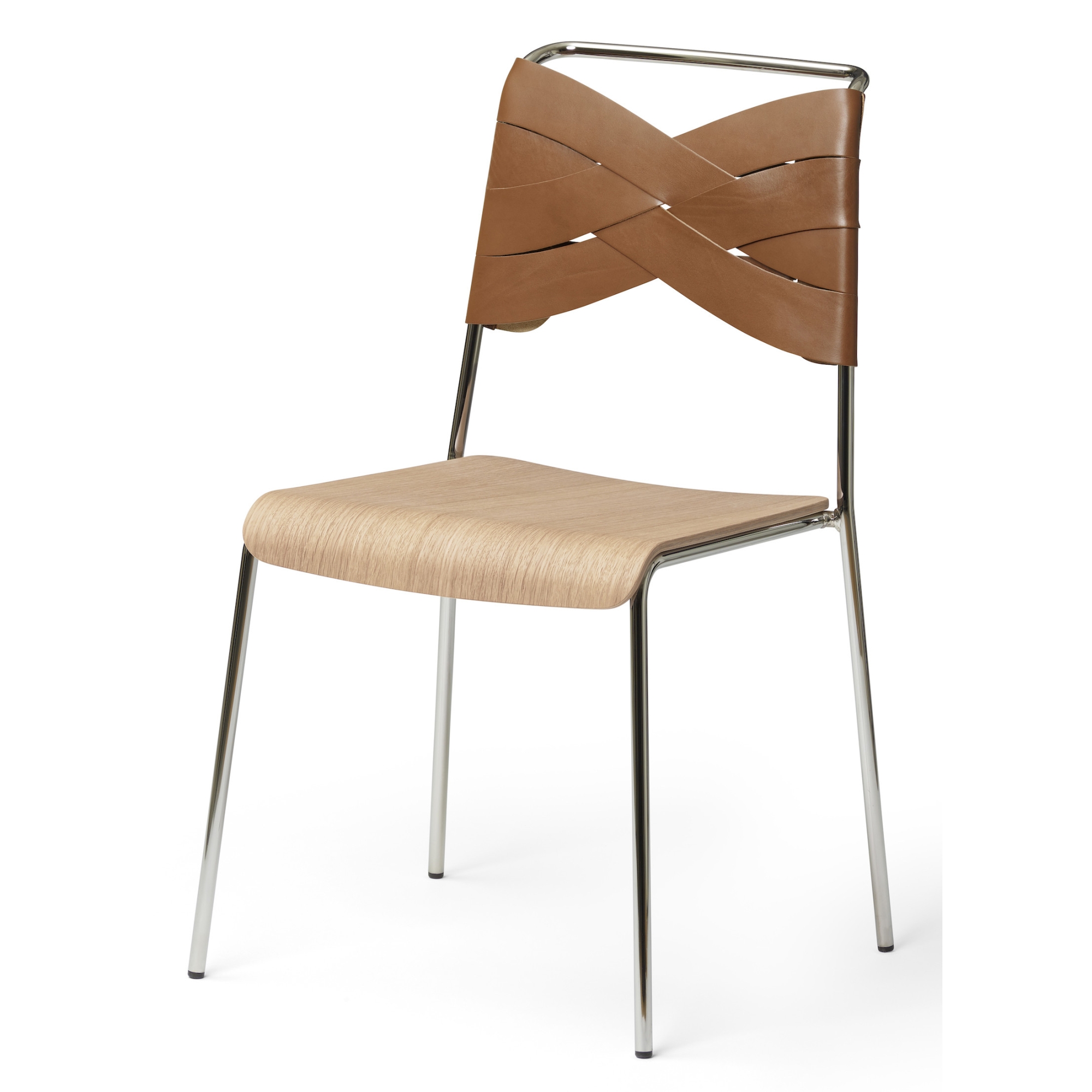 chrome/oak/cognac - Torso chair - Design House Stockholm