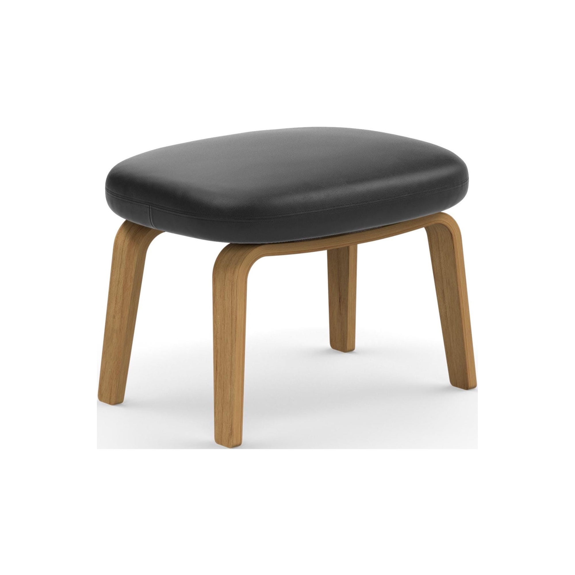 Repose-pied Era – cuir Ultra Noir + piètement chêne - Normann Copenhagen