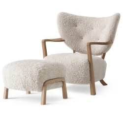 WULFF - Armchair + Footstool - oiled oak - sheepskin moonlight 17mm -  OFFER