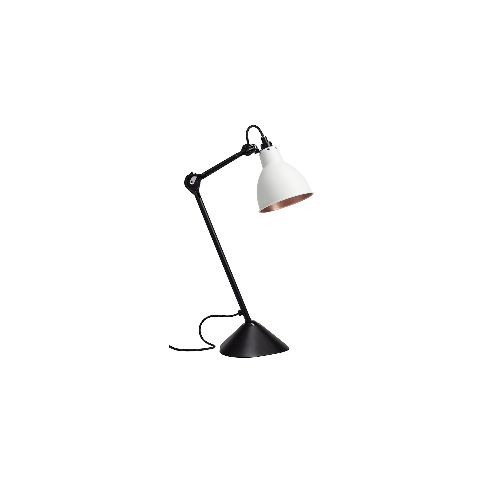 noir / rond blanc, intérieur cuivre - Gras 205 - lampe de table - DCW éditions