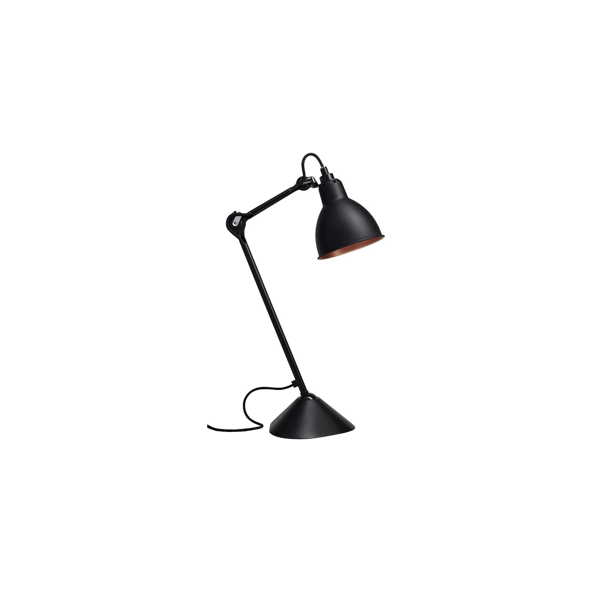 noir / rond noir, intérieur cuivre - Gras 205 - lampe de table - DCW éditions