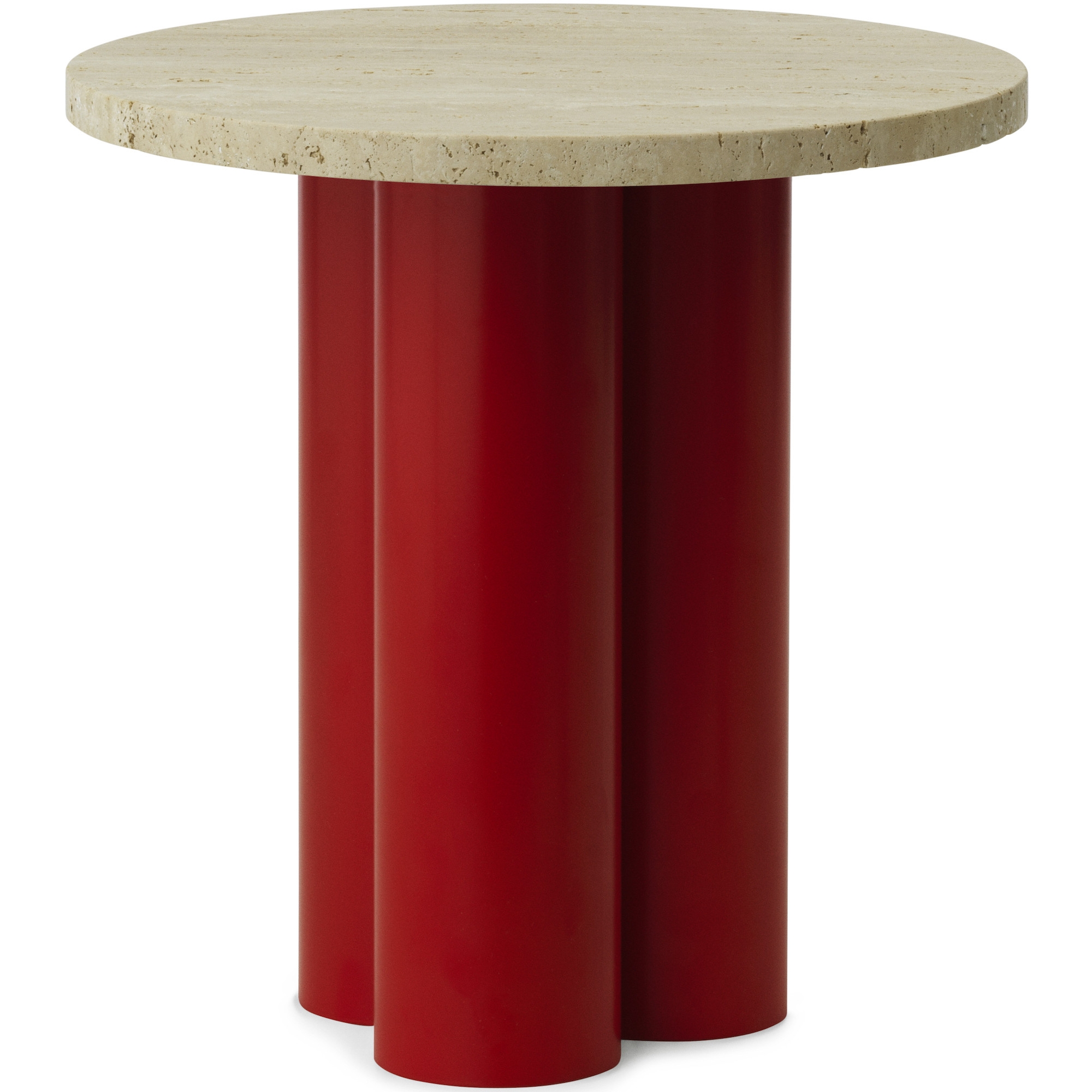 Dit Table – Bright Red Frame + Travertine Light Tabletop - Normann Copenhagen