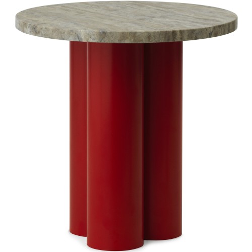 Dit Table – Bright Red Frame + Travertine Silver Tabletop - Normann Copenhagen