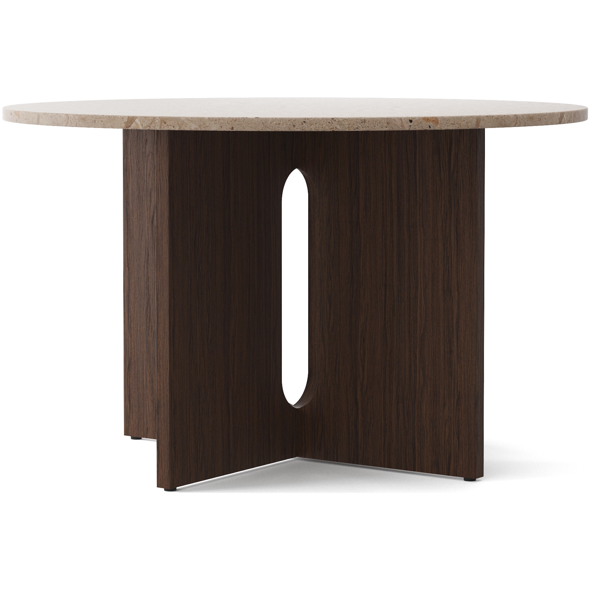 Table ronde  Androgyne – Ø120 cm – Chêne teinté foncé + Plateau Pierre de Brèche Kunis - Audo Copenhagen