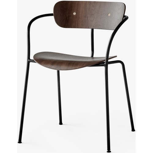 Pavilion AV2 chair – lacquered walnut + brass fittings + black legs - &Tradition