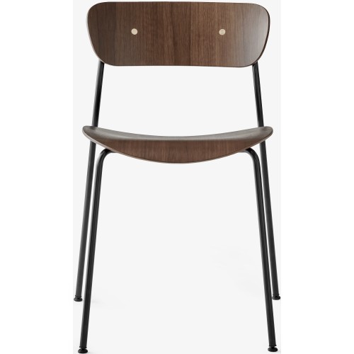 Pavilion AV1 chair – lacquered walnut + brass fittings + black legs - &Tradition