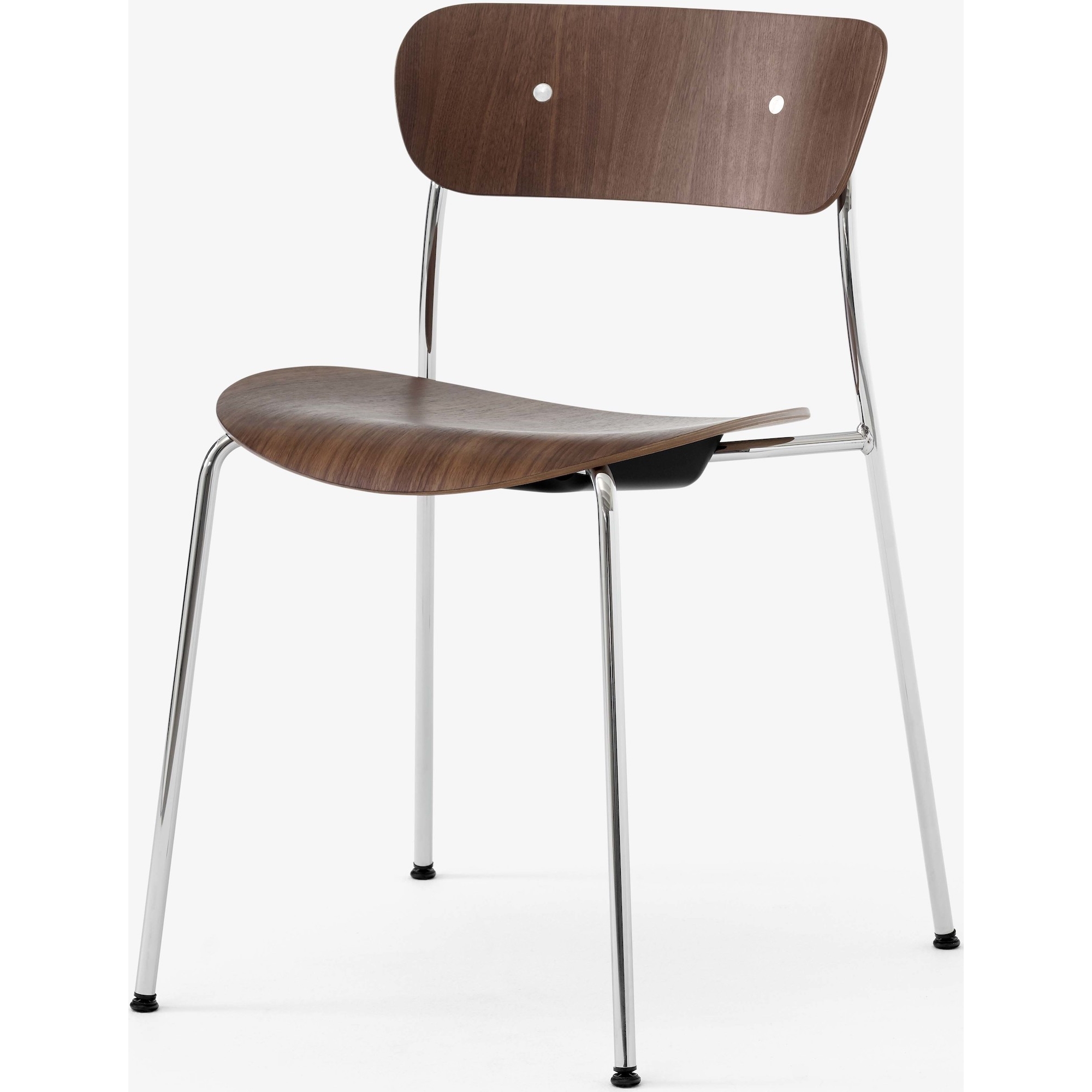 Pavilion AV1 chair – lacquered walnut + chrome fittings + chrome legs - &Tradition