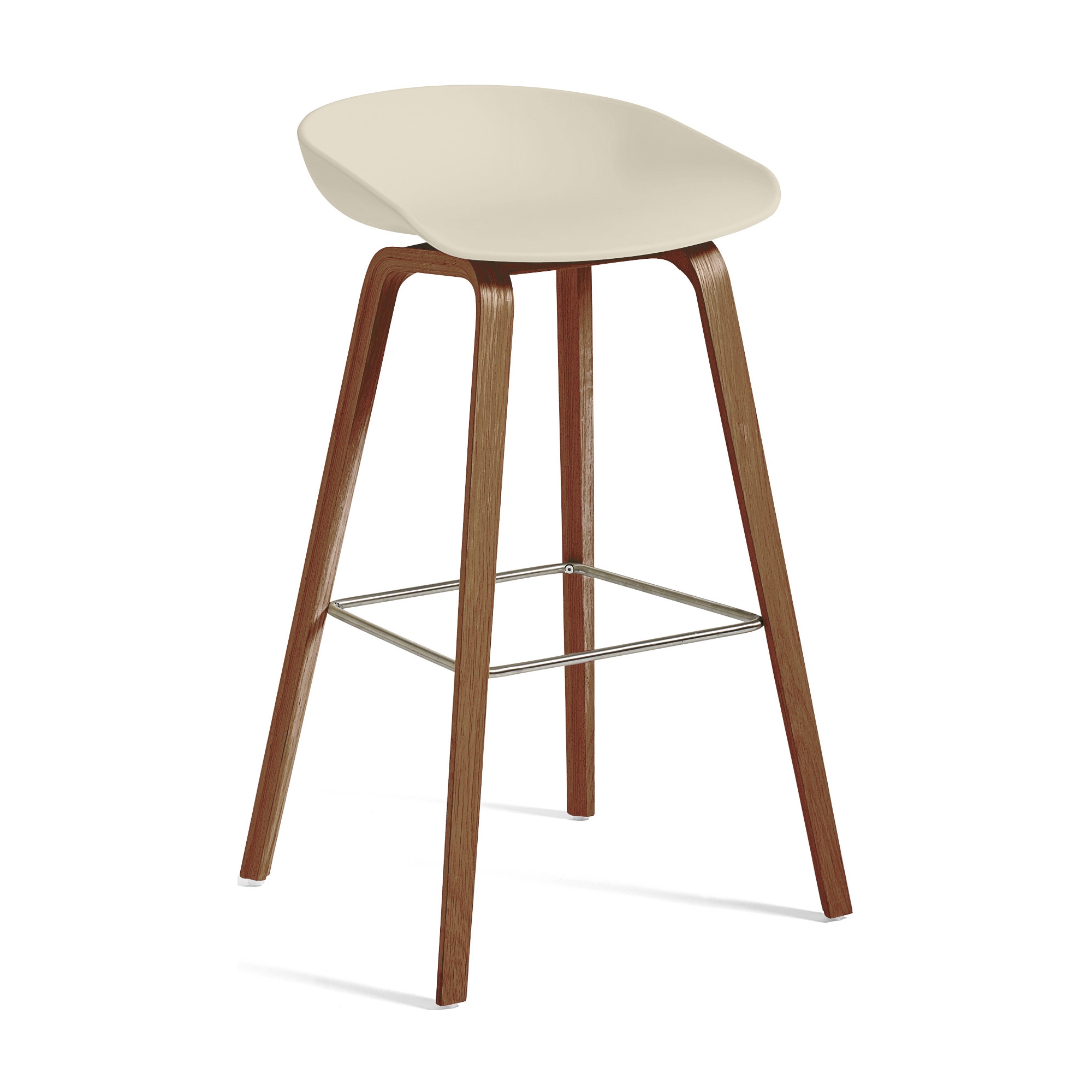 AAS32 Bar stool Melange Cream shell + Walnut base - HAY