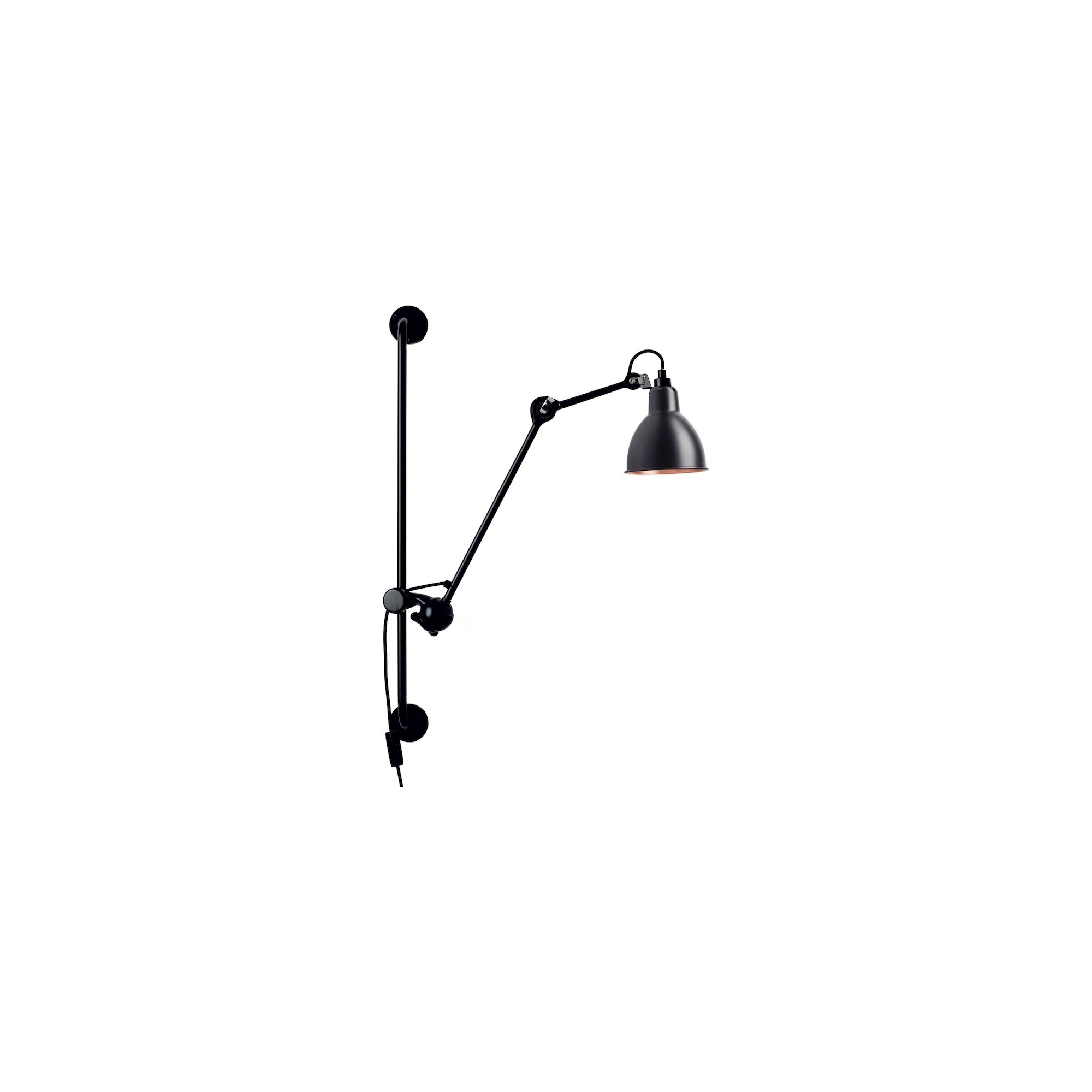 black / round black, copper inside - Gras 210 - wall lamp - DCW éditions