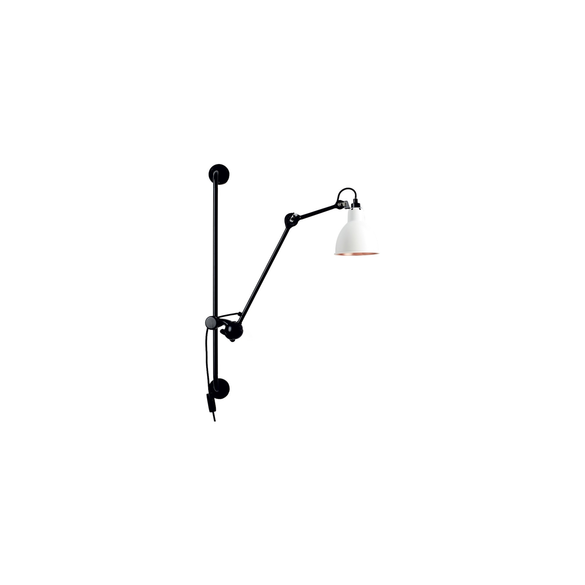 black / round white, copper inside - Gras 210 - wall lamp - DCW éditions