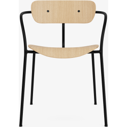 Pavilion AV2 chair – lacquered oak + black fittings + black legs - &Tradition