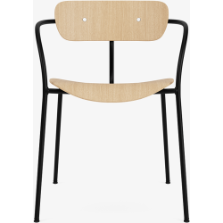 Pavilion AV2 chair – lacquered oak + chrome fittings + black legs - &Tradition