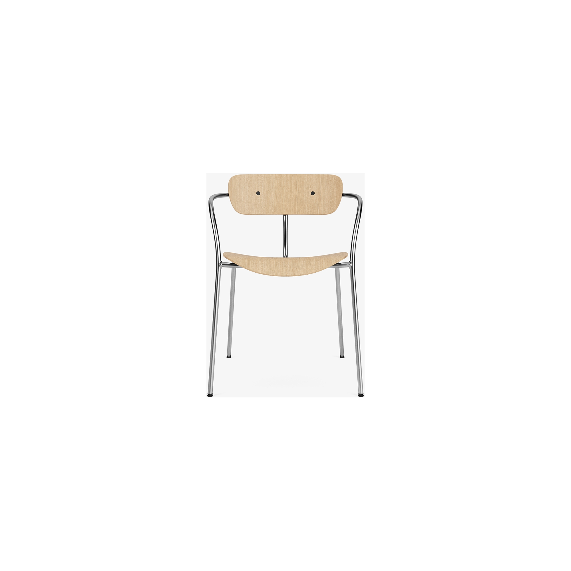 Pavilion AV2 chair – lacquered oak + black fittings + chrome legs - &Tradition