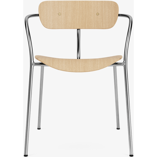 Pavilion AV2 chair – lacquered oak + brass fittings + chrome legs - &Tradition