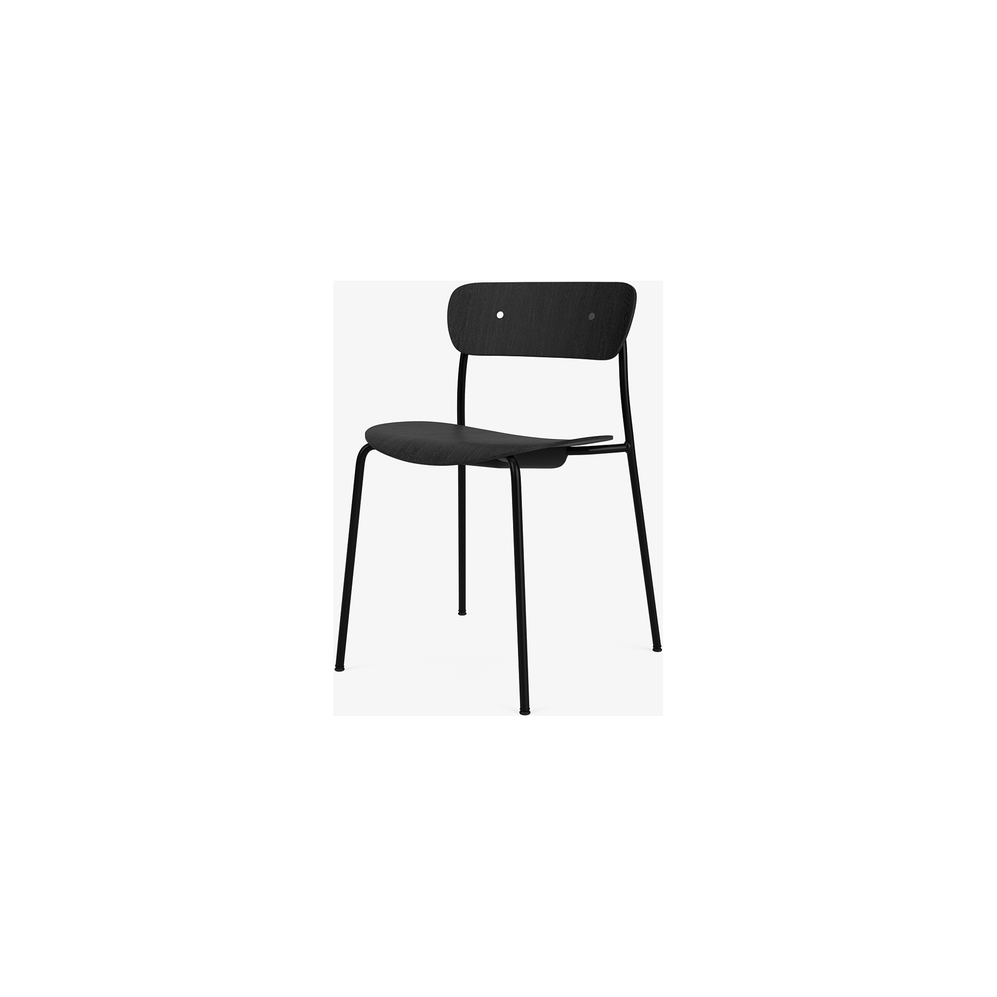 Pavilion AV1 chair – black lacquered oak + chrome fittings + black legs - &Tradition