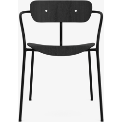 Pavilion AV2 chair – black lacquered oak + chrome fittings + black legs - &Tradition