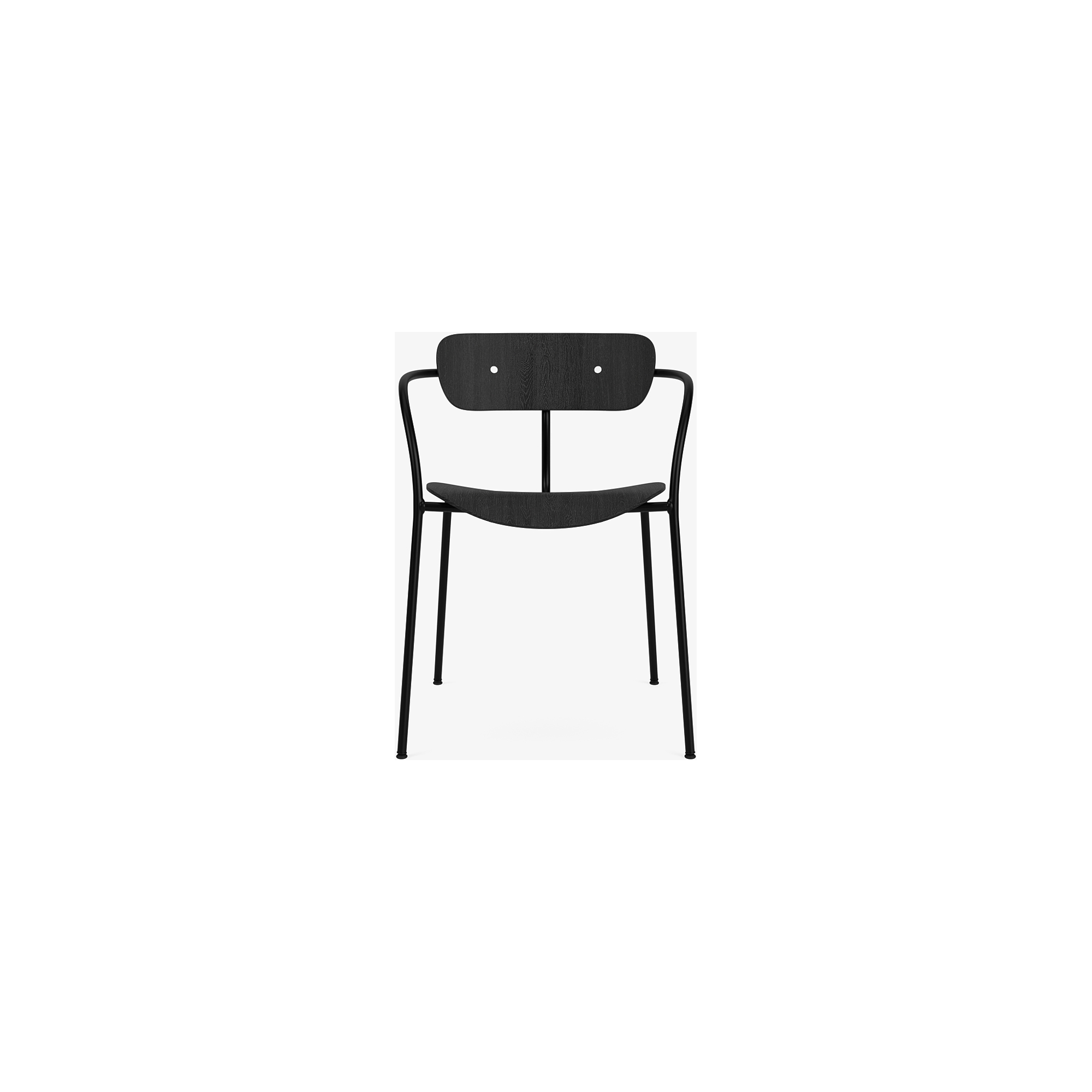 Pavilion AV2 chair – black lacquered oak + chrome fittings + black legs - &Tradition