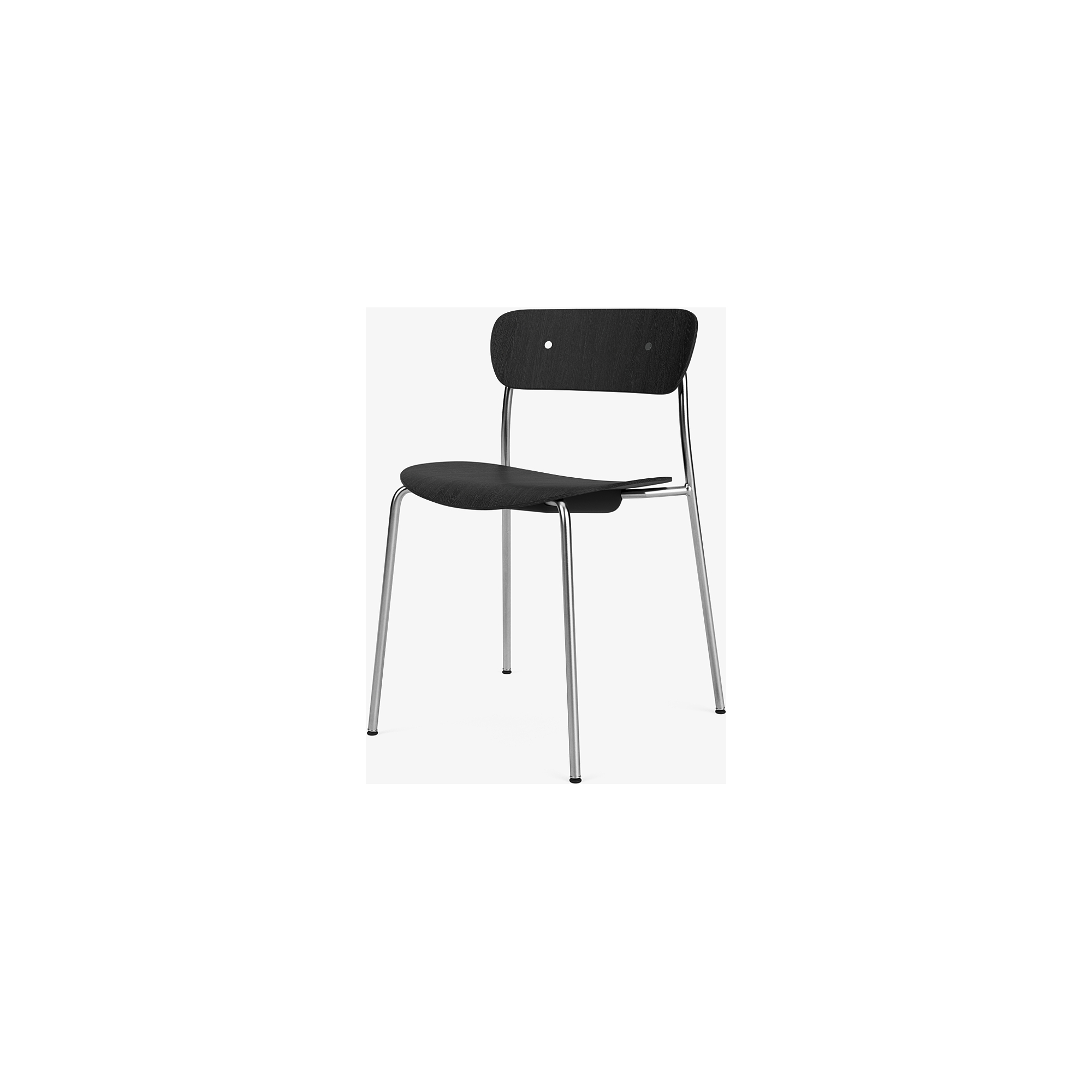 Pavilion AV1 chair – black lacquered oak + chrome fittings + chrome legs - &Tradition